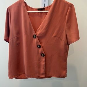 Coral short sleeve blouse